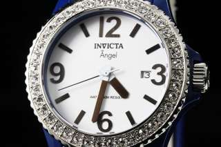   Angel Swiss Crystal Accented Blue Plastic Bracelet Watch NEW  