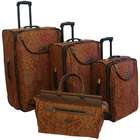  American Flyer Gold Paisley 4 piece Luggage Set