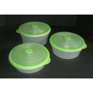  Tupperware Set of Three Stuffables Flexible Expandable Microwave 