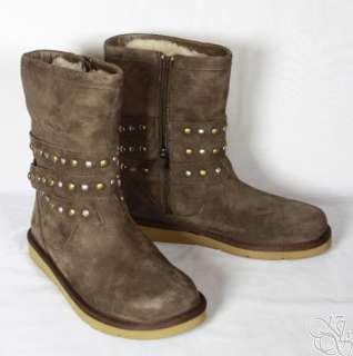 UGG Australia Clovis Espresso Silkee Suede Studded Womens Winter Boots 