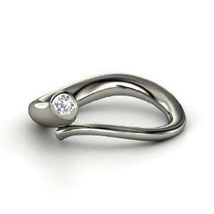  Snake Ring, Round Diamond 14K White Gold Ring Jewelry