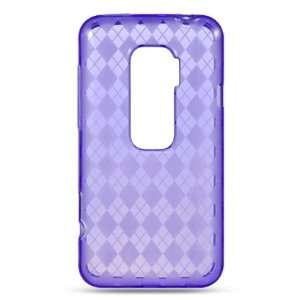 Purple Argyle Design 1 Pc Gel Skin Case + Screen Cover + Car Charger 