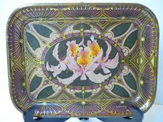 Art Nouveau floral tin serving tray/Platter.1900s  