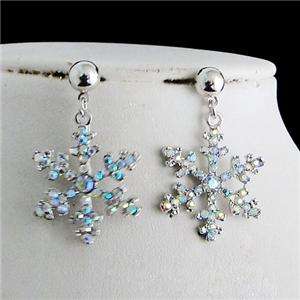 Bridal 7 Snowflake Necklace Earring Swarovski Crystal Clear AB Flower 