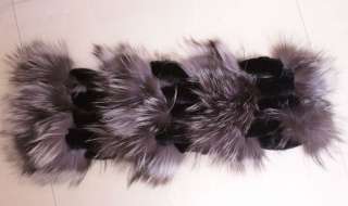 Super sell well silver fox fur+beaver fur scarfs shawls  