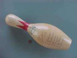 1942 Columbus,Ohio ABC Tourney award wooden bowling pin with carved 