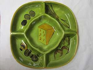 Vintage 1970 Los Angeles Potteries Hand Painted HP 12 1/4 Green 