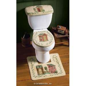  Outhouse Toilet Seat Cover, Tank Cover, and Rug 