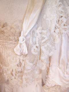 Edwardian Cream Silk Battenburg Tape Lace Wedding Gown Princess Dress 