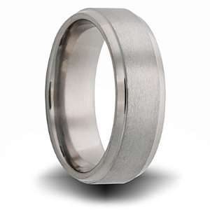  Titanium 8mm Pipe Cut Ring with Beveled Edges Jewelry