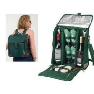 Picnic At Ascot 156G G Vintage Wine Carrier for Four (Green Gingham)