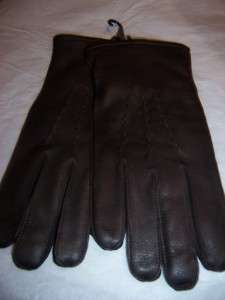Mens,Brown Deerskin Genuine Leather Gloves,Med  
