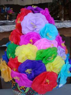 Medium 7 Mexican Crepe Paper Flowers   Bouquet of 12  