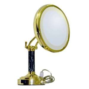  Contek Brass & Marble Lighted Bathroom Mirror, 8 Diameter 