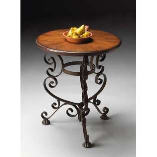   4040102 Round Side Table   Old World Cherry Finish 