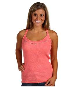 New Roxy Laugh All Day Racer Back Embellished pink ribbed tank top L 