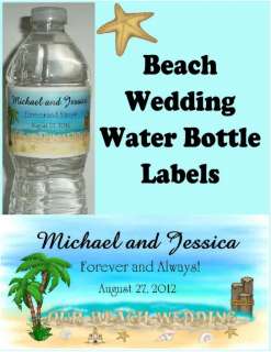 100 BEACH WEDDING FAVORS ~ WATER BOTTLE LABELS  
