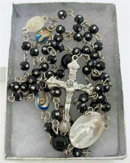 Miraculous Black Rosary Necklace Beaded Chain 26 Long  