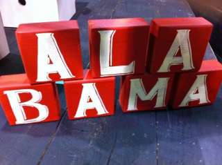Alabama sign letters wood blocks STATE shelf sitters hand painted prim 