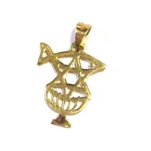  14 K solid Gold Messianic Seal   (1.7 cm or 0.7 inches 