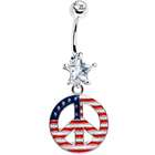 Body Candy Patriotic Peace Sign Belly Ring
