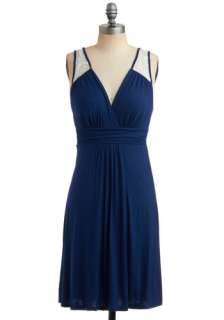 Dinner by the Falls Dress   Blue, White, Solid, Backless, Lace, Casual 
