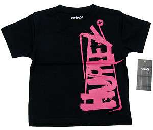 HURLEY Black/Pink Ladder Tee Shirt Toddler Boys NWT  