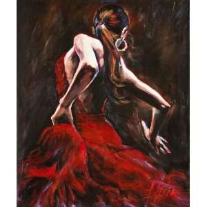   on Canvas Flamenco Dancer in Red Dress Reproduction: Home & Kitchen