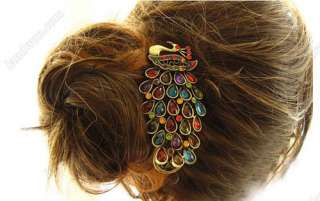 GK4933 Colorful Vintage Retro Alloy Crystal Peacock Hairpin  