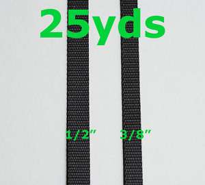 Inch,1/2 Inch 25yds Black Lite Weight Nylon Webbing  