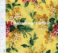 RJR Southern Plantation Pink Floral on Yellow Fabric  