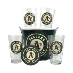 Oakland Athletics Pint Glasses and Beer Bucket Set  MLB Oakland As 