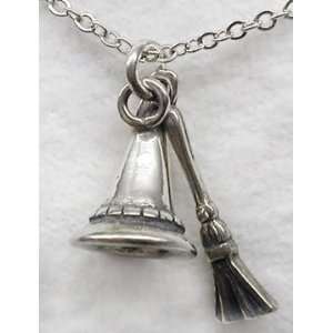  The Witchs Hat And Broom Necklace in Sterling Silver The 