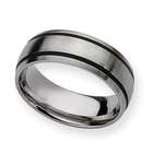 JewelryWeb Stainless Steel Black Accent 8mm Satin Band Ring   Size 9