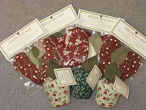 NEW ALICES COTTAGE  4 SCENTED APPLE SHAPED MUG MATS + 3 SCENTED 