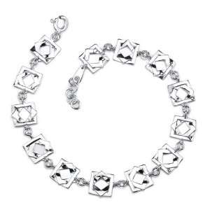 Squared Away Glamour Sterling Silver Rhodium Finish Designer Inspired 