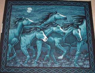 Patchwork Stoff Quilt gr.Panel 90x110 Pferde Mondlicht  