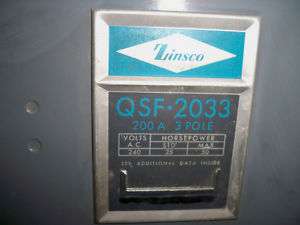 ZINSCO QSF2033 200A 3PH 240V FUSIBLE PANELBOARD SWITCH  