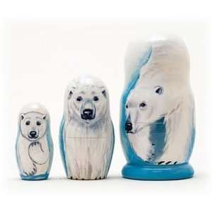  Polar Bear 3 Piece Russian Wood Nesting Doll