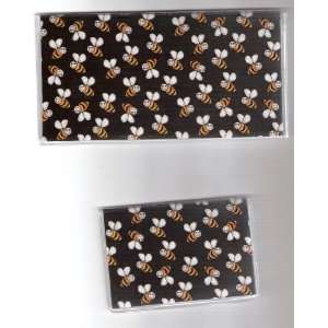   Cover Debit Set Made with Bumble Bees on Black Fabric 