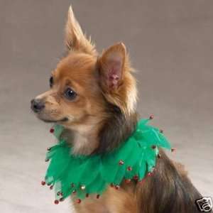  Aria Holiday Green w/ Red Gems Sparkle Dog Scrunchie SM 