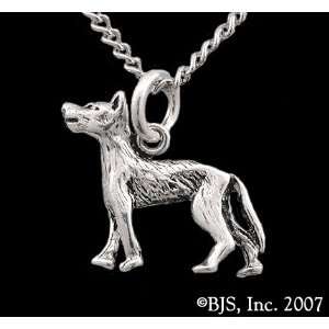 Manchester Terrier Necklace, 14k White Gold, 18 Silver Cable Chain 