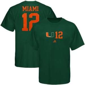  adidas Miami Hurricanes Green #12 Tryout T shirt: Sports 