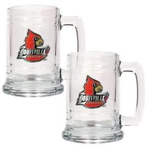  Louisville Cardinals Set of 2 Beer Mugs: Sports & Outdoors