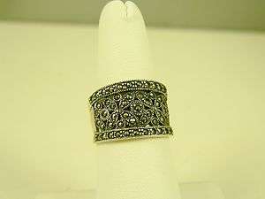 Nice Marcasite Womans Sterling Silver Ring Sz 6.5  