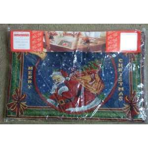  Set of 4 Tapestry Placemats Merry Christmas with Santa 