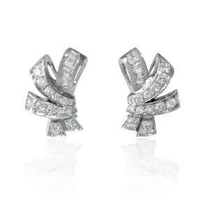  Diamond 18k White Gold Cluster Earrings: Jewelry