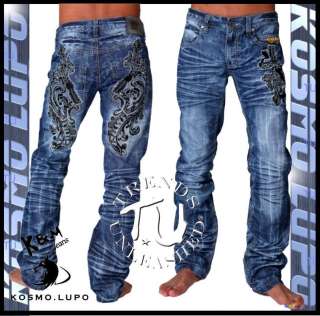   33 34 35 36 37 New Mens Kosmo Lupo Italian Designer Blue Jeans  