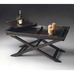  Butler Cocktail Table with Two Lift Out Trays in Plum Black 