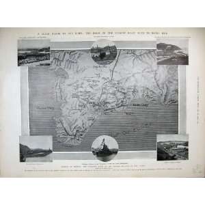   1904 Map Russian Parallel Port Arthur Ships Turban War: Home & Kitchen